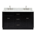Ariel Hamlet 61" Free Standing Double Basin Vanity Set with Cabinet and Marble Vanity Top Black / Carrara White Top