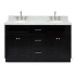 Ariel Hamlet 61" Free Standing Double Basin Vanity Set with Cabinet and Marble Vanity Top Black / Carrara White Top
