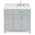 Ariel Bristol 37" Free Standing Single Oval Basin Vanity Set with Right Offset Cabinet and 1-1/2" Thick Carrara Marble Vanity Top Grey