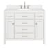 Ariel Bristol 42" Free Standing Single Basin Vanity Set with Cabinet, Quartz Vanity Top, and Oval Sink White