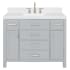 Ariel Bristol 42" Free Standing Single Basin Vanity Set with Cabinet, Quartz Vanity Top, and Rectangular Sink Grey