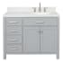 Ariel Bristol 42" Free Standing Single Basin Vanity Set with Cabinet, Quartz Vanity Top, and Oval Sink Grey