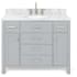 Ariel Bristol 43" Free Standing Single Oval Basin Vanity Set with Cabinet and 3/4" Thick Carrara Marble Vanity Top Grey