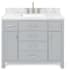 Ariel Bristol 43" Free Standing Single Rectangular Basin Vanity Set with Cabinet and 1-1/2" Thick Carrara Marble Vanity Top Grey
