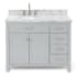 Ariel Bristol 43" Free Standing Single Oval Basin Vanity Set with Left Offset Cabinet and 1-1/2" Thick Carrara Marble Vanity Top Grey