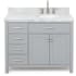 Ariel Bristol 43" Free Standing Single Oval Basin Vanity Set with Right Offset Cabinet and 1-1/2" Thick Carrara Marble Vanity Top Grey