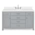 Ariel Bristol 55" Free Standing Single Oval Basin Vanity Set with Cabinet and 1-1/2" Thick Quartz Vanity Top Grey