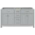Ariel Bristol 60" Double Free Standing Vanity Cabinet Only - Less Vanity Top Grey