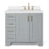 Ariel Taylor 37" Free Standing Single Basin Vanity Set with Hardwood Cabinet, Quartz Vanity Top, and Rectangular Bathroom Sink Gray