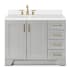Ariel Taylor 42" Free Standing Single Basin Vanity Set with Wood Cabinet, 4 Right Side Drawers, Oval Sink, and Quartz Vanity Top Grey