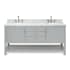 Ariel Bayhill 73" Free Standing Double Basin Vanity Set with Cabinet and Marble Vanity Top Grey / Carrara White Top