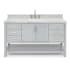 Ariel Magnolia 60" Free Standing Double Basin Vanity Set with Cabinet and Marble Vanity Top Grey / Carrara White Top