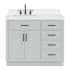 Ariel Hepburn 42" Free Standing Single Basin Vanity Set with Cabinet, Quartz Vanity Top, and Left Offset Rectangular Bathroom Sink Grey