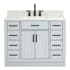 Ariel Hepburn 43" Free Standing Single Basin Vanity Set with Cabinet, Marble Vanity Top, and Rectangular Sink Grey