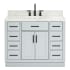 Ariel Hepburn 43" Free Standing Single Basin Vanity Set with Cabinet, Marble Vanity Top, and Oval Sink Grey