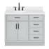Ariel Hepburn 43" Free Standing Single Basin Vanity Set with Cabinet, Quartz Vanity Top, and Oval Sink Grey