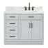 Ariel Hepburn 43" Free Standing Single Basin Vanity Set with Cabinet, Marble Vanity Top, and Oval Sink Grey