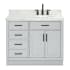 Ariel Hepburn 43" Free Standing Single Basin Vanity Set with Cabinet and Marble Vanity Top Grey
