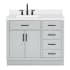 Ariel Hepburn 42" Free Standing Single Basin Vanity Set with Cabinet, Quartz Vanity Top, and Rectangular Sink Grey