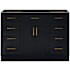 Ariel Hepburn 48" Single Free Standing Vanity Cabinet Only - Less Vanity Top Black / Satin Brass
