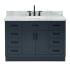 Ariel Hepburn 48" Free Standing Single Basin Vanity Set with Cabinet, Marble Vanity Top, and Rectangular Sink Midnight Blue