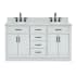 Ariel Hepburn 60" Free Standing Double Basin Vanity Set with Cabinet, Marble Vanity Top, and Oval Sinks Grey