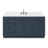 Ariel Hepburn 66" Free Standing Single Basin Vanity Set with Cabinet, Quartz Vanity Top, and Rectangular Bathroom Sink Midnight Blue