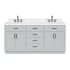 Ariel Hepburn 72" Free Standing Double Basin Vanity Set with Cabinet, Quartz Vanity Top, and Rectangular Bathroom Sink Grey
