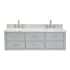 Ariel Hutton 61" Wall Mounted Double Basin Vanity Set with Cabinet and Marble Vanity Top Grey / Carrara White Top