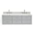 Ariel Hutton 61" Wall Mounted Double Basin Vanity Set with Cabinet and Marble Vanity Top Grey / Carrara White Top