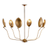 Arteriors Flores 6 Light 46" Wide Chandelier with Hammered Brass Shades Vintage Brass
