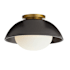 Arteriors Glaze 12" Wide Semi-Flush Ceiling Fixture with Ceramic and Opal Glass Shades Matte Black
