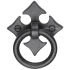 Ashley Norton FDL 2-1/4" Long Luxury Solid Bronze Gothic Fleur De Lis Drop Ring Cabinet Pull with Backplate Dark Bronze