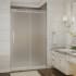 Aston Moselle 48" Wide x 77-1/2" High Frameless Sliding Shower Door with Frosted Glass and Left Hand Drain Chrome