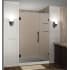 Aston Nautis GS 46" Wide x 72" High Frameless Hinged Shower Door with Frosted Glass and Glass Shelves Bronze