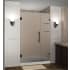 Aston Nautis GS 51" Wide x 72" High Frameless Hinged Shower Door with Frosted Glass and Glass Shelves Bronze