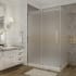 Aston Moselle 48" Wide x 77-1/2" High Frameless Sliding Shower Enclosure with Frosted Glass and Left Hand Drain Chrome
