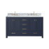 Avanity Modero 60" Free Standing Double Basin Vanity Set with Wood Cabinet and Marble Vanity Top Navy Blue