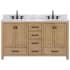 Avanity Modero 60" Free Standing Double Basin Vanity Set with Cabinet and Marble Vanity Top Brushed Oak