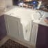 Avano Walk-In Tubs 52" Gel Coated Air Bathtub for Alcove Installations with Right Drain, Roman Tub Faucet and Handshower Biscuit