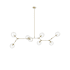 Avenue Lighting Fairfax Ave. 8 Light 78" Wide Abstract Chandelier with Hand-Blown Glass Shades Brushed Brass