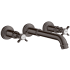 Axor Montreux 1.2 GPM Wall Mounted Widespread Bathroom Faucet with Cross Handles Less Valve and Drain Assembly - Engineered in Germany, Limited Lifetime Warranty Brushed Black Chrome