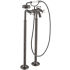 Axor Montreux Floor Mounted Tub Filler with Built-In Diverter and Cross Handles with Hand Shower - Engineered in Germany, Limited Lifetime Warranty Brushed Black Chrome