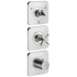 Axor Citterio E Three Function Thermostatic Valve Trim Only with Triple Knob/Lever/Cross Handles and Integrated Diverter Chrome