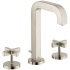 Axor Citterio 1.2 GPM Widespread Bathroom Faucet with Cross Handles and Drain Assembly - Engineered in Germany, Limited Lifetime Warranty Brushed Nickel