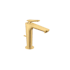 Axor Citterio C 1.2 GPM Single Hole Bathroom Faucet 125 with Cubic Cut Handles, Cool Start and Pop-Up Drain Assembly Brushed Gold Optic