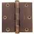 Baldwin 3-1/2" Wide Plain Bearing Square Corner Mortise Door Hinge from the Estate Collection - Single Hinge Aged Brass