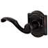 Baldwin Madrina Left Handed Non-Turning One-Sided Dummy Door Lever with Arch Rosette from the Prestige Collection Venetian Bronze