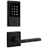 Baldwin Minneapolis Touchscreen Electronic Deadbolt with Z-Wave Technology and Square Passage Lever Set with Square Rose Satin Black