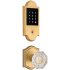 Baldwin Boulder Touchscreen Electronic Deadbolt with Z-Wave Technology and Crystal Passage Knob Set with Arch Rose Lifetime Satin Brass